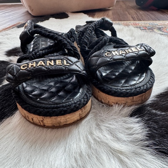 Chanel Black Quilted Sandals - Picture 3 of 6